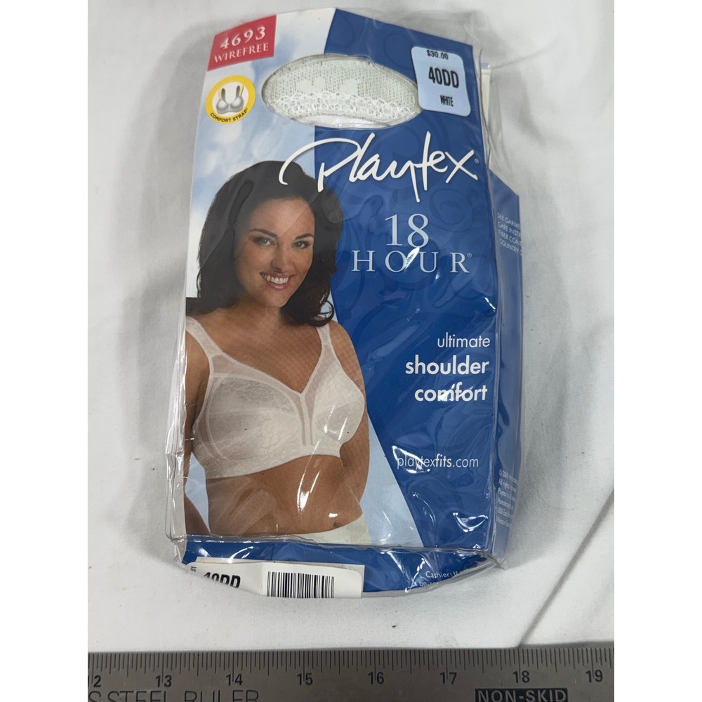 Playtex 18 Hour Ultimate Shoulder Comfort Wirefree Bra 4693 White 40DD NEW